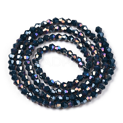Opaque Solid Color Electroplate Glass Beads Strands EGLA-A039-P2mm-B09-1