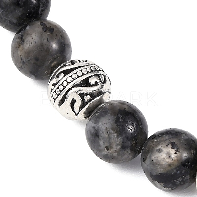 Natural Labradorite Round Beaded Stretch Bracelets for Women BJEW-JB12569-02-1