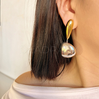 304 Stainless Steel Dangle Stud Earrings EJEW-K296-02GP-01-1
