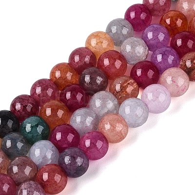 Ombre Effect Dyed Crackle Glass Beads Strands GLAA-Q106-01A-B29-1