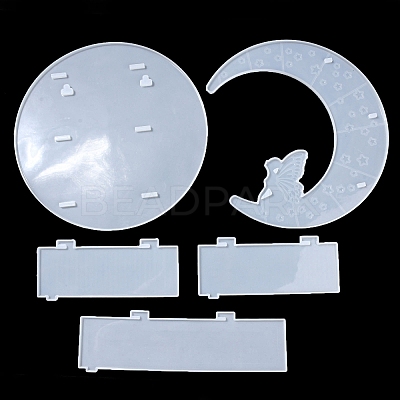 Moon Shape Floating Shelf DIY Silicone Molds Kit DIY-G093-02A-1