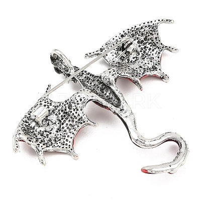 Dragon Alloy Rhinestone Lapel Pins for Backpack Clothes JEWB-G043-01A-1