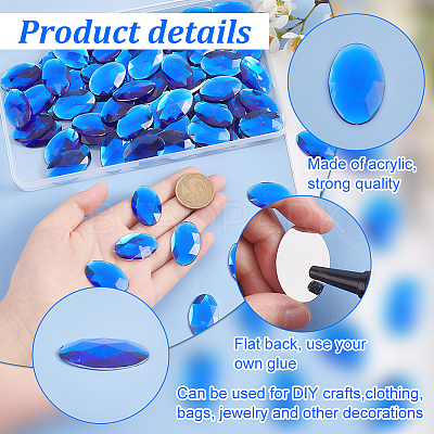 100Pcs Flat Back Acrylic Rhinestone Cabochons OACR-OC0001-19B-1