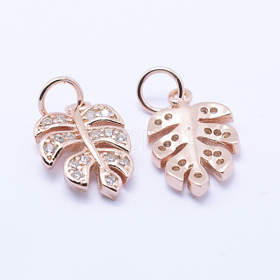 Brass Micro Pave Cubic Zirconia Charms KK-P133-04RG-NR-1