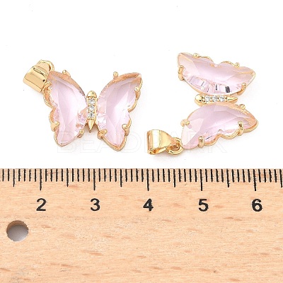 Brass Micro Pave Clear Cubic Zirconia Pendants ZIRC-P079-A01-04-1-1
