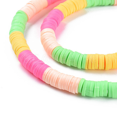 Fixed 4 Color Handmade Polymer Clay Bead Strands CLAY-S096-029N-1