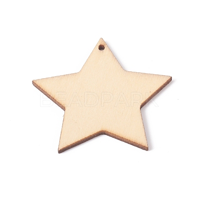 Unfinished Natural Poplar Wood Pendants WOOD-E010-05-1