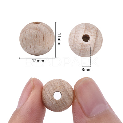 Undyed Natural Beech Wood Beads X-WOOD-T020-01A-1