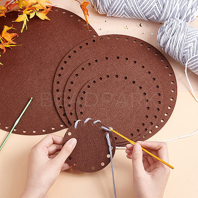 10 Pcs 5 Style Flat Round Felt Fabric DIY-PH0009-24C-1