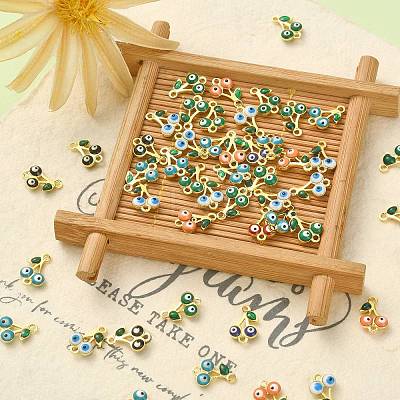 50Pcs Brass Enamel Connector Charms KK-CJ0001-83-1