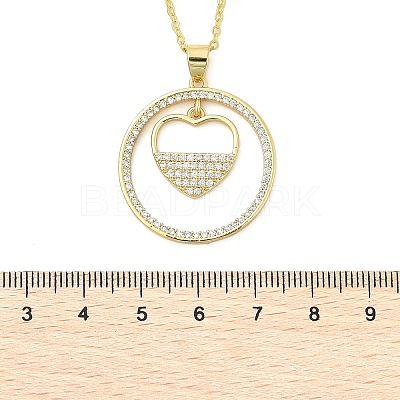 Brass Micro Pave Clear Cubic Zirconia Ring Pendant Necklaces NJEW-P322-A04-G-1