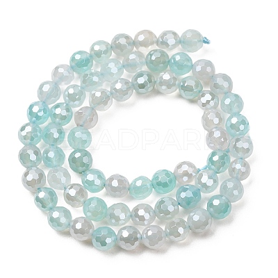 Electroplated Natural Agate Beads Strands G-B191-A07-6mm-14-1