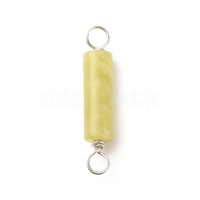 Natural Plum Blossom Jasper Connector Charms PALLOY-JF01574-09-1