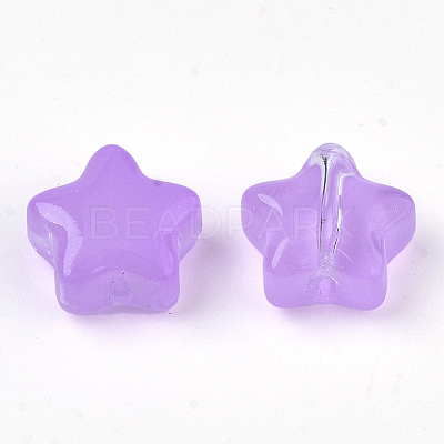 Transparent Spray Painted Glass Beads GLAA-N035-01-A04-1