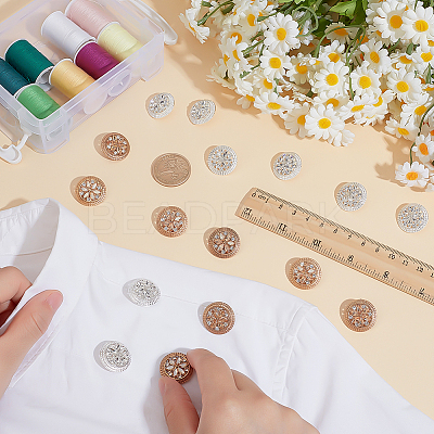 40Pcs 2 Colors Alloy Rhinestone Shank Buttons BUTT-ME0001-29-1