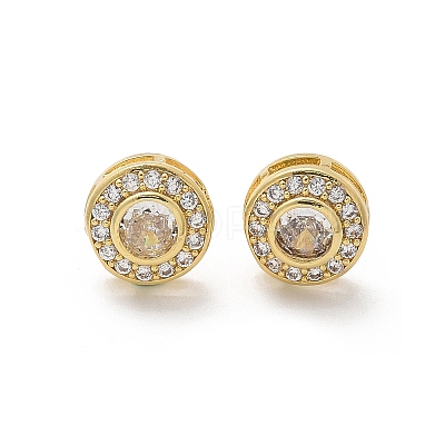 Brass Micro Pave Clear Cubic Zirconia Stud Earrings X-EJEW-Q015-10G-1