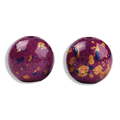 Spray Painted Resin Beads RESI-N034-19-V04-1