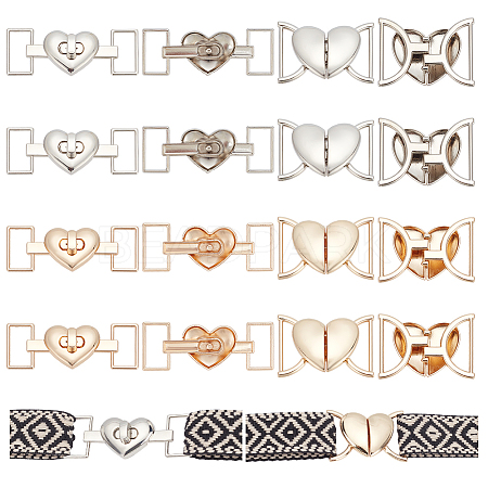 WADORN 16Pcs 4 Styles Alloy Heart Shaped Buckle FIND-WR0010-54-1