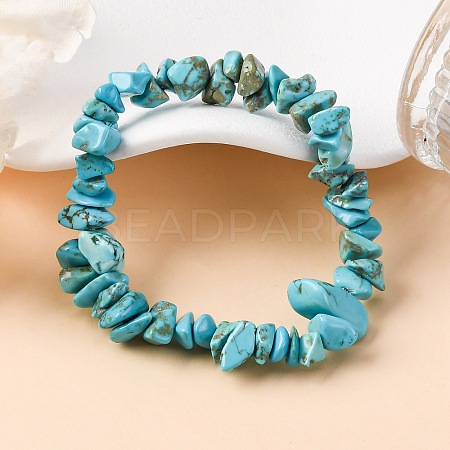 Unisex Chip Synthetic Turquoise(Dyed) Beaded Stretch Bracelets BJEW-S143-05-1