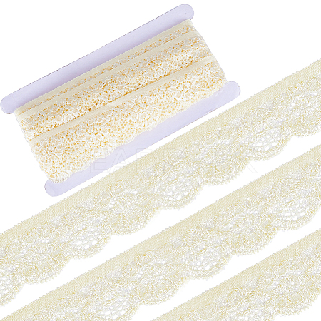 10 Yards Polyester Elastic Lace Trim OCOR-WH0086-04B-1