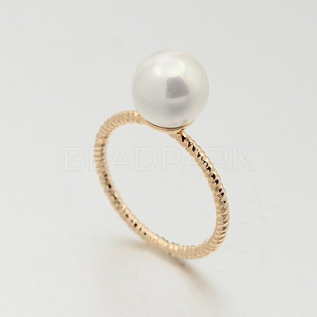 Brass Acrylic Pearl Finger Rings for Wedding Jewelry RJEW-J061-RG-1