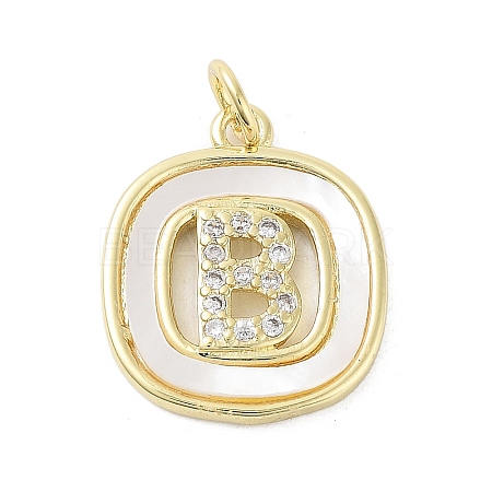 Rack Plating Brass Micro Pave Clear Cubic Zirconia Pendants KK-E102-33G-B-1
