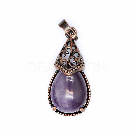 Retro Hollow Natural Amethyst  Pendants PW-WGBA09F-15-1