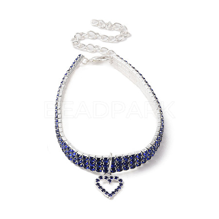 Adjustable 3-Row Iron Rhinestone Cup Chain Pet Collars AJEW-A054-01B-1