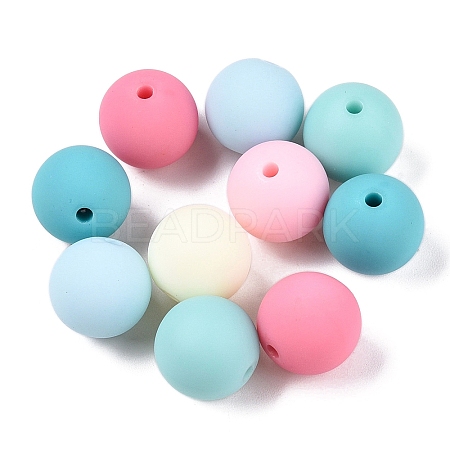 Rubberized Style Imitated Silicone Acrylic Beads MACR-T048-01B-13-1