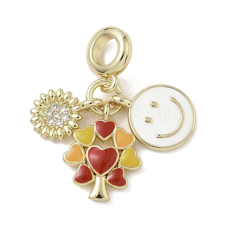 Brass Micro Pave Clear Cubic Zirconia European Dangle Charms KK-K368-25G-1