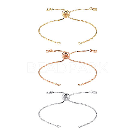 3Pcs 3 Colors Brass Box Chain Slider Bracelet Making KK-TA0003-12-RS-1