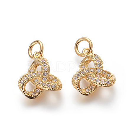 Brass Micro Pave Cubic Zirconia Pendants ZIRC-J021-21G-RS-1