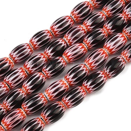 Handmade Millefiori Glass Oval Bead Strands LK-Z001-01B-10-1