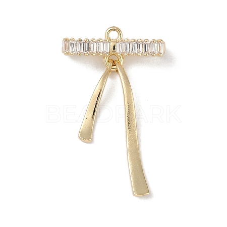Brass Micro Pave Clear Cubic Zirconia Pendants KK-Z065-02G-1