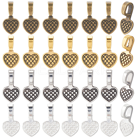 200Pcs 4 Colors Tibetan Style Alloy Glue-on Flat Pad Bails FIND-SP0001-84-1