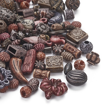Mixed Antique Style Acrylic Beads/Pendants MACR-YW0001-34-1