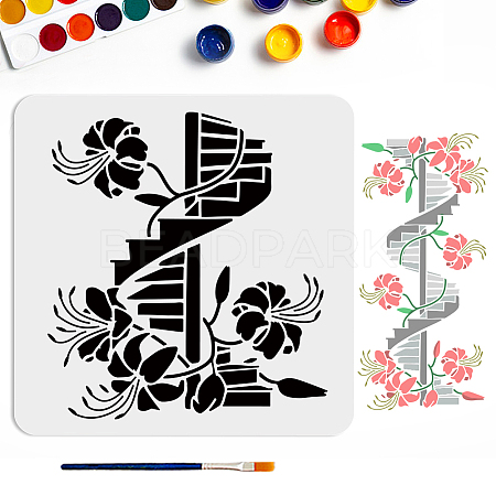 MAYJOYDIY US 1Pc Flower Theme PET Hollow Out Drawing Painting Stencils DIY-MA0004-03A-1