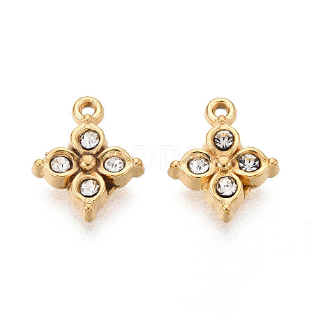 304 Stainless Steel Rhinestone Charms STAS-N110-41G-1