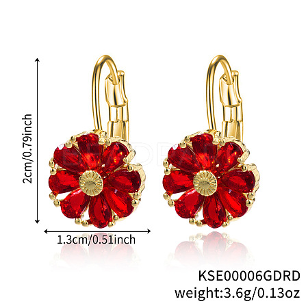 Brass Flower Hoop Earrings JJ3056-8-1