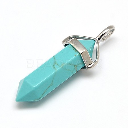 Faceted Bullet Synthetic Turquoise Pointed Pendants G-J261-B03-1