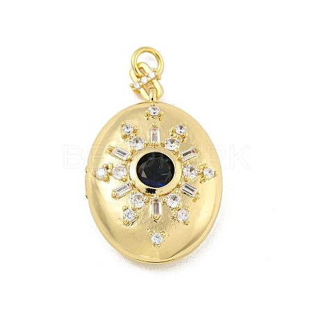 Brass Cubic Zirconia Locket Pendants KK-N254-93A-G-1
