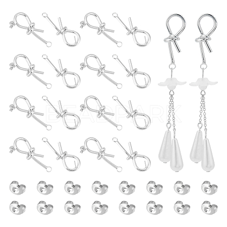 8 Pair Brass Knot Stud Earring Findings KK-UN0001-83-1