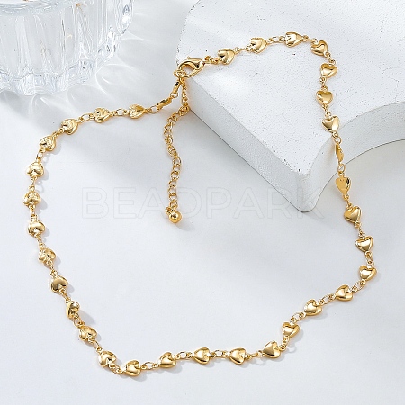 Simple Alloy Heart Link Chain Necklaces for Women NJEW-K384-05KCG-1