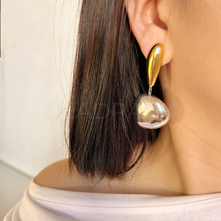 304 Stainless Steel Dangle Stud Earrings EJEW-K296-02GP-01-1
