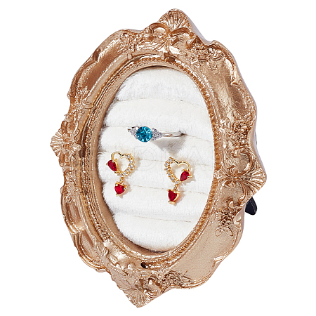 Goldenrod Photo Frame Resin Finger Ring Organizer Holder with Velvet Mat RDIS-WH0016-22-1