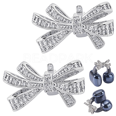 2Pcs Alloy Micro Pave Cubic Zirconia Bowknot Clip AJEW-CP0010-55-1
