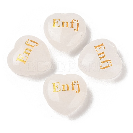 Natural Quartz Crystal Heart Engraving MBTI Figurines Statues for Home Office Desk Decorations G-K353-05M-1
