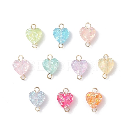 Transparent Resin Heart Links Connector Charms PALLOY-JF04449-01-1