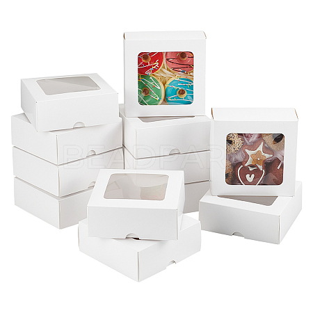 Square Paper Storage Gift Boxes with Clear Visible Window CON-WH0095-64A-1