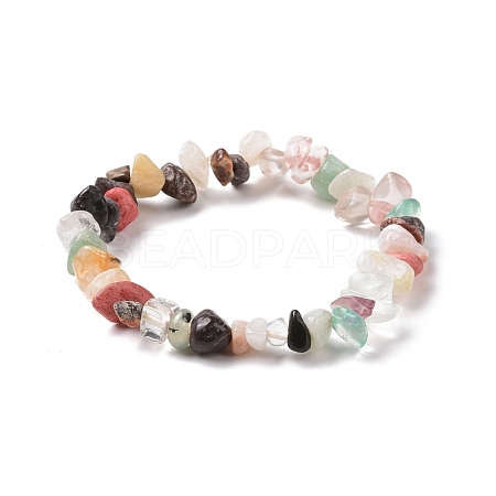 Mixed Gemstone Chips Stretch Bracelet for Kids BJEW-JB08431-02-1
